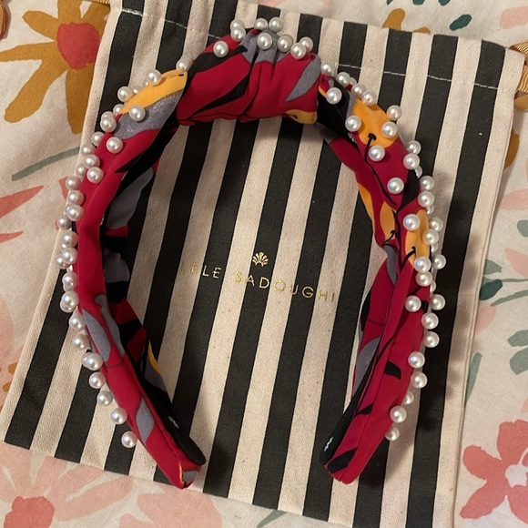 Lele Sadoughi Burgundy Lemon Headband with Pearls main image 8